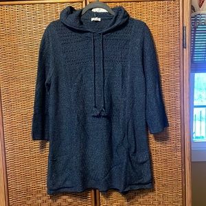 J.Jill NWT heathered blue cotton blend hooded tunic size Small Pure Jill